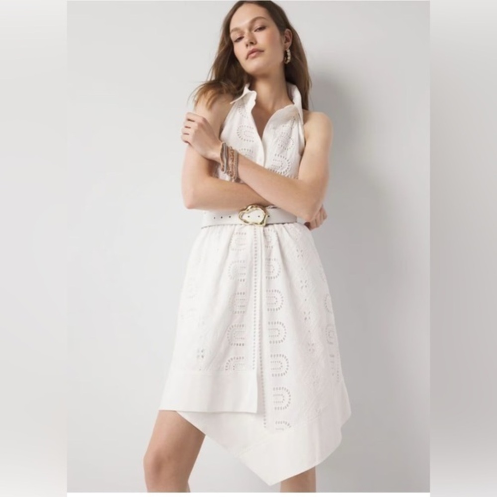EUC WHBM Cotton Eyelet Asymmetric Dress Small
